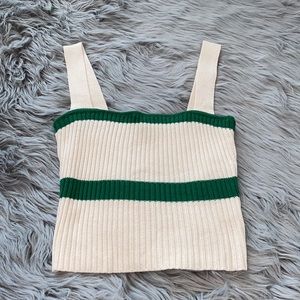 Green & cream striped tank top